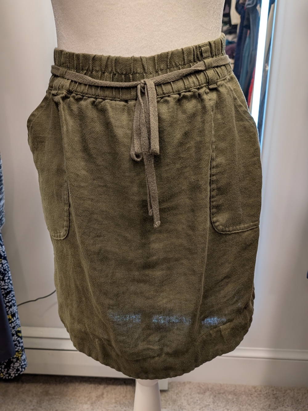 LOFT Olive Drawstring Skort with Front Pockets